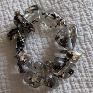 Elegant Silver and Black Resin Bracelet